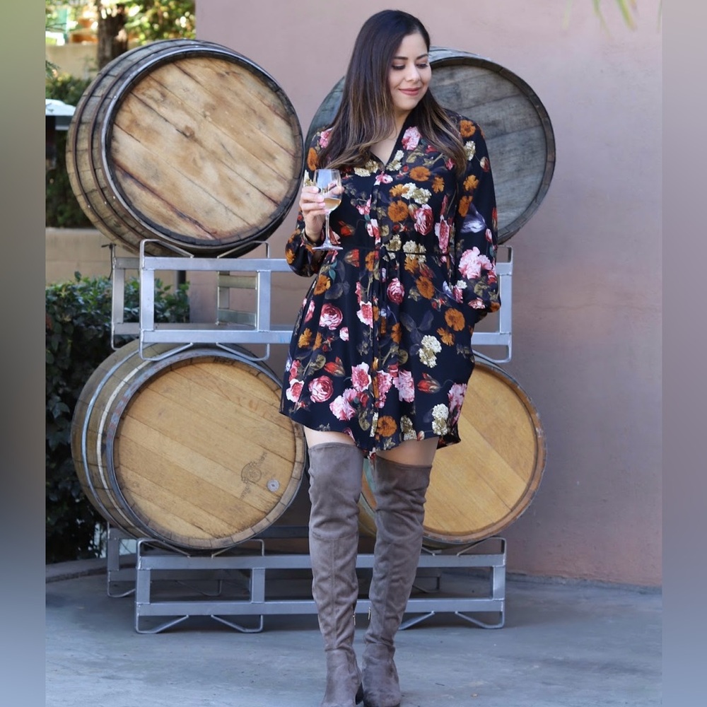 Women’s Multicolored Floral H&M Shirt Dress with Pockets Size 6